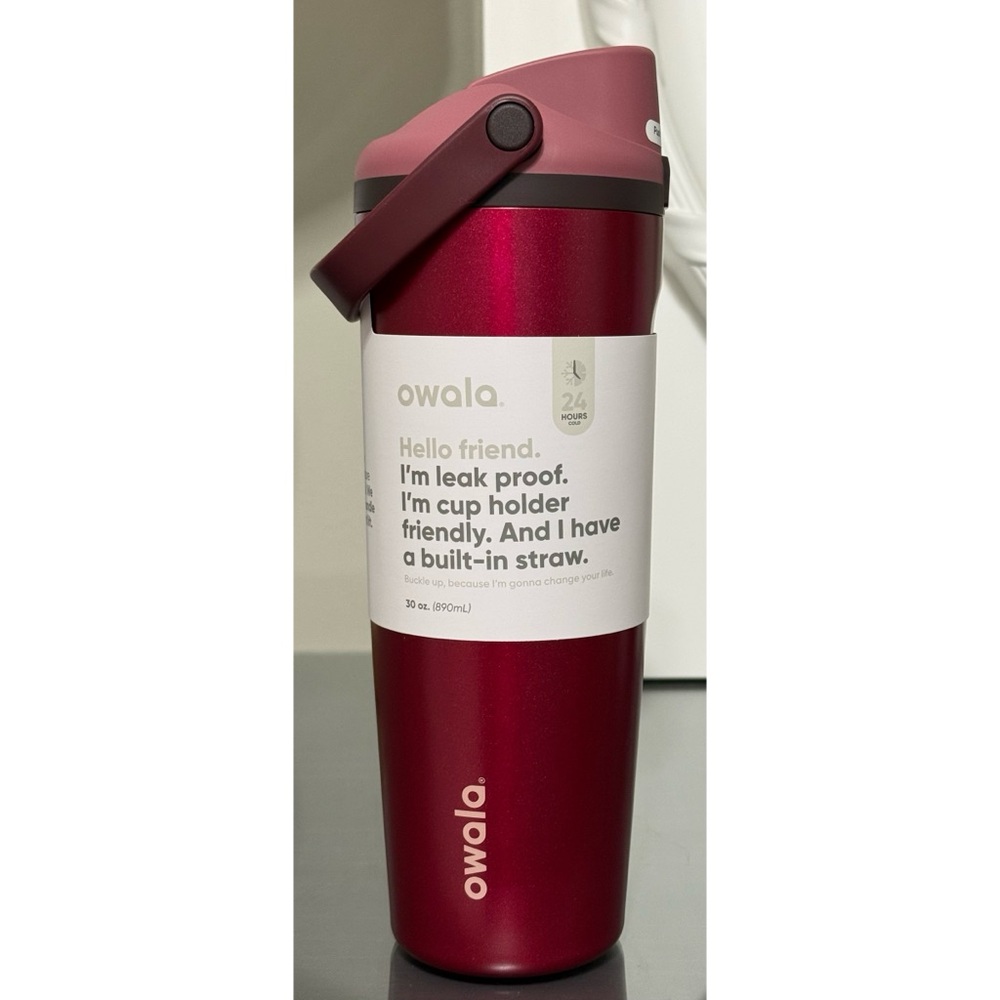 Owala 30oz FreeSip Sway Water Bottle, POINTSETTA METALLIC RED‎